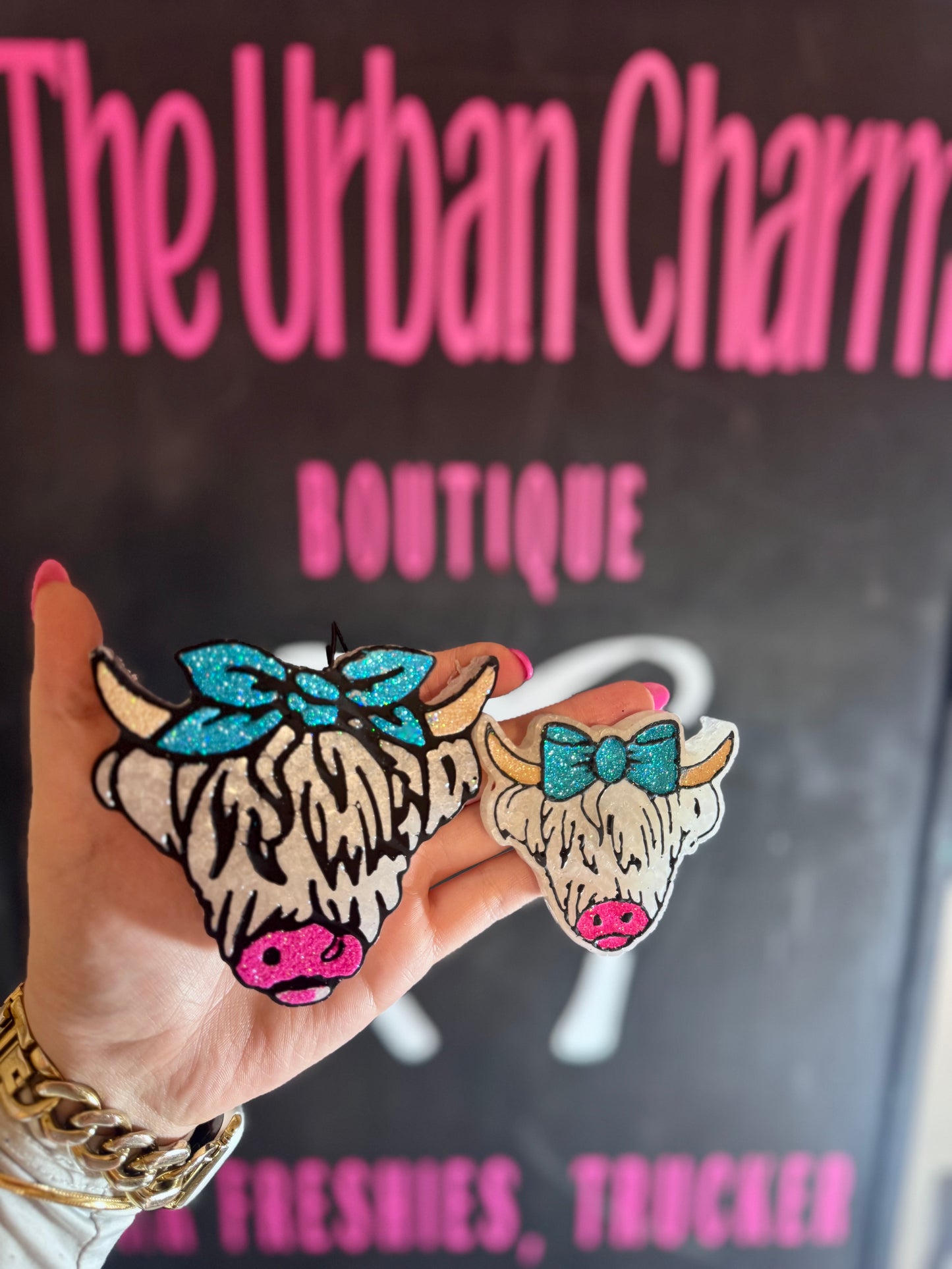 Highland cow car freshie set