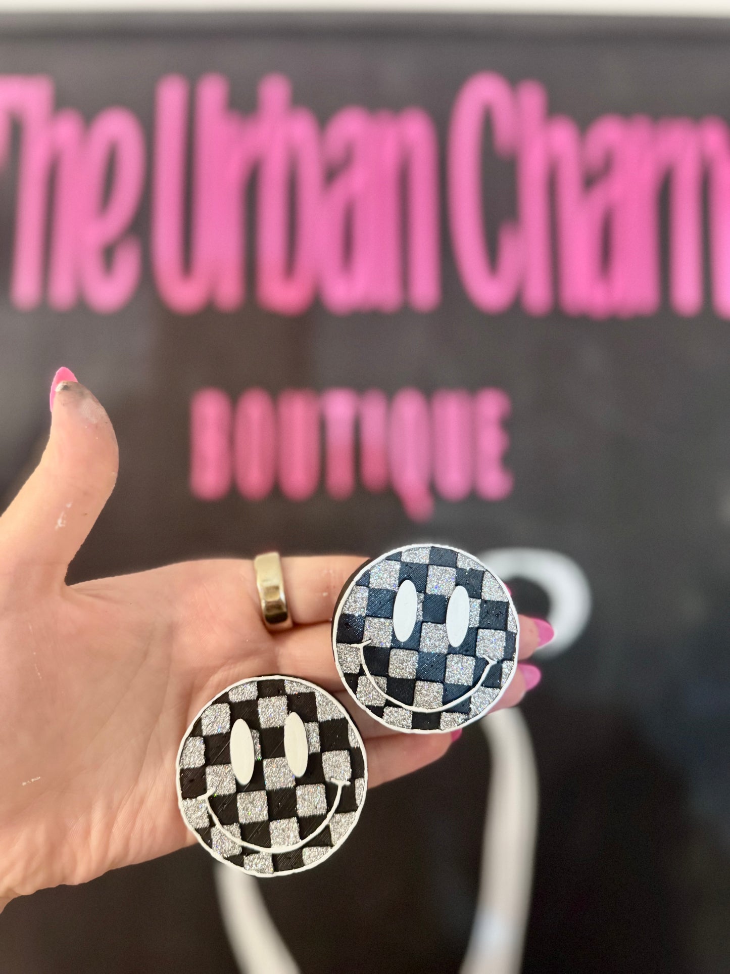 Checkered Smiley Vent Clips